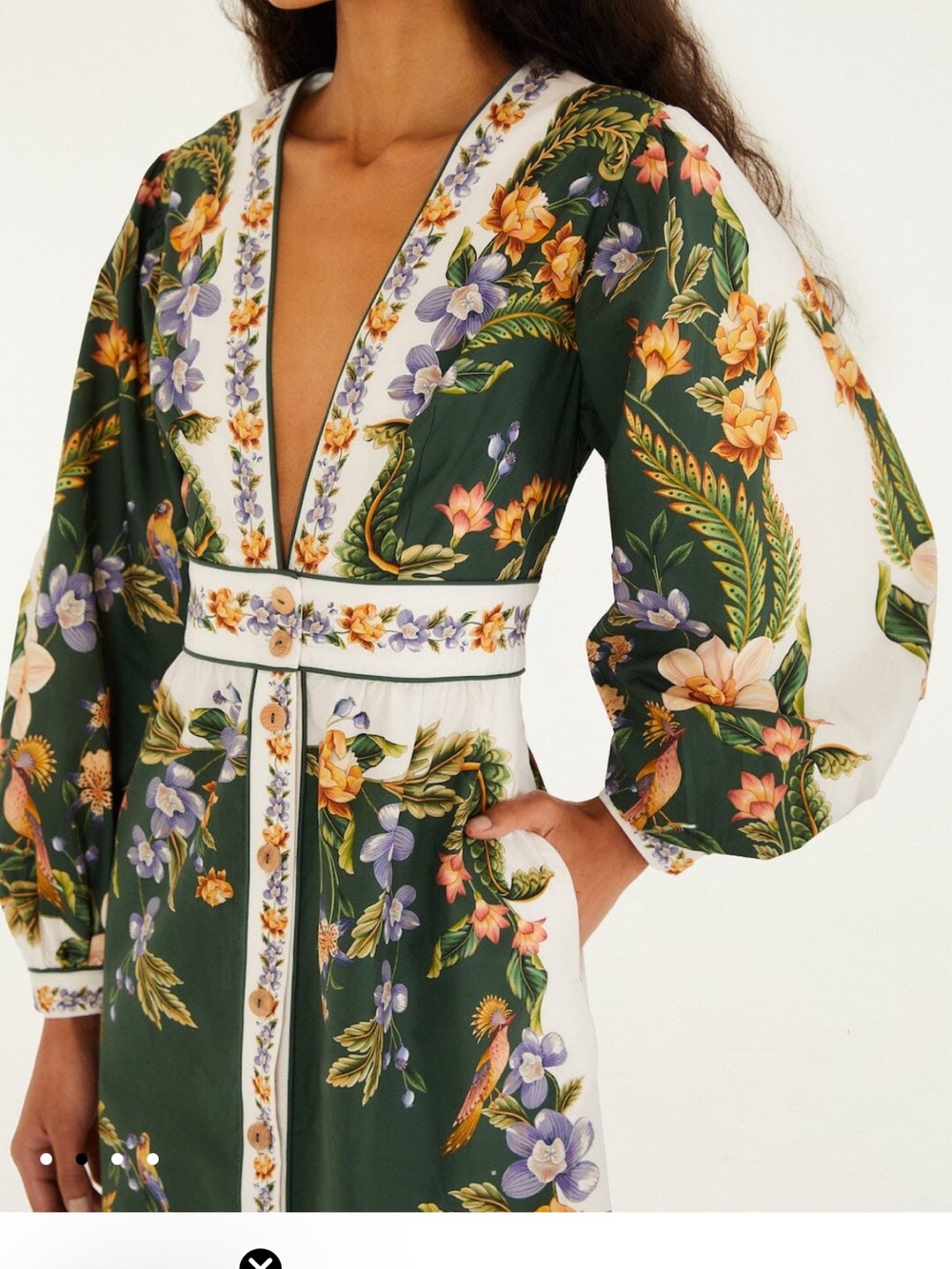 NWT Green Nature V Neck Buttoned Maxi Dress - Picture 5 of 6